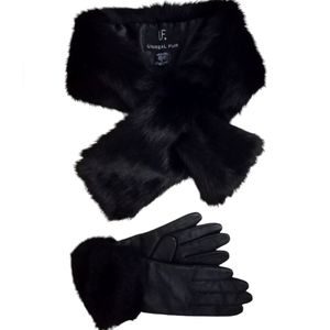 NWOT Pairing of UNREAL Faux Fur Collar & Leather Gloves (2 Different Brands)